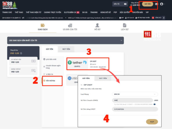Dùng USDT để nạp tiền vào cá cược